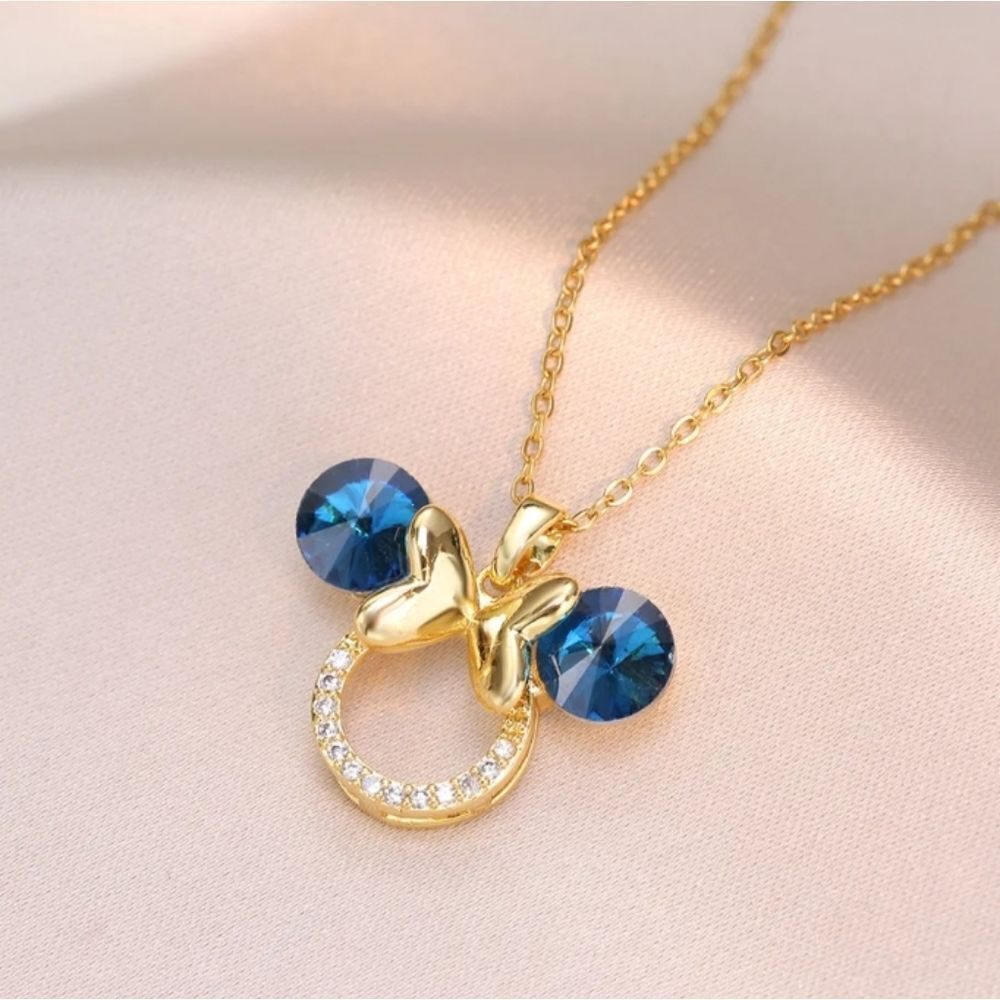 Mickey Mouse Necklace September Birthstone Sapphire Blue